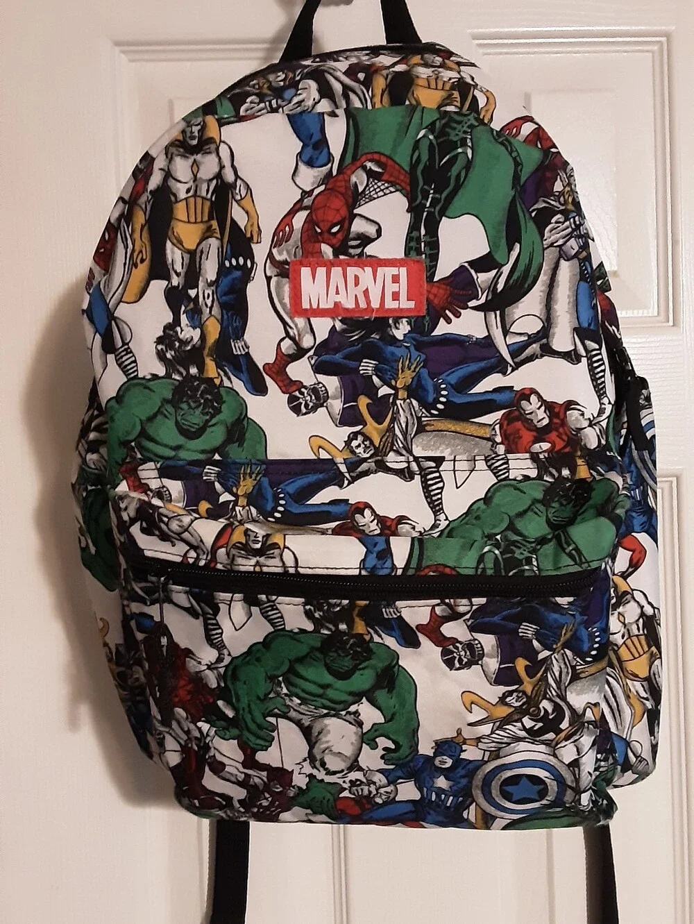 Marvel White Multi Superhero Print Backpack for Men Full Size